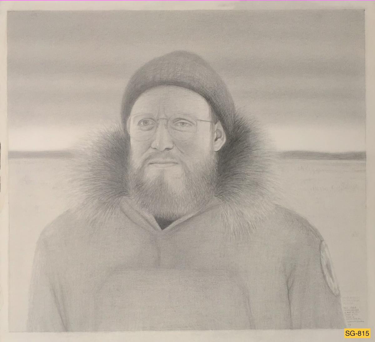 Hans Boenish in Shungnak, Alaska by Spence Guerin  Image: The drawing was overhauled at inventory time in Florida, in 2025.