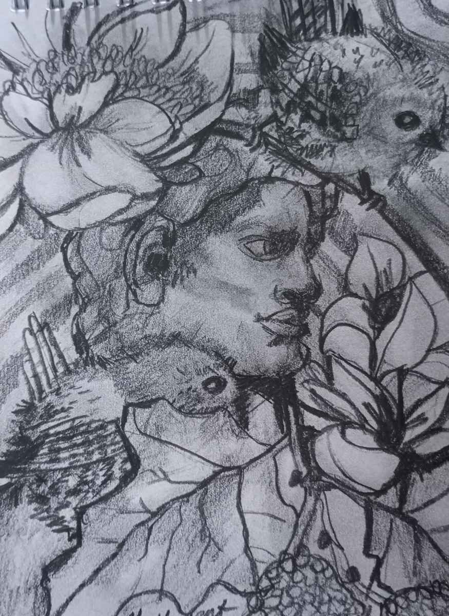 Studies in pencil collage technique by Yvonne Cavens, Image 12.