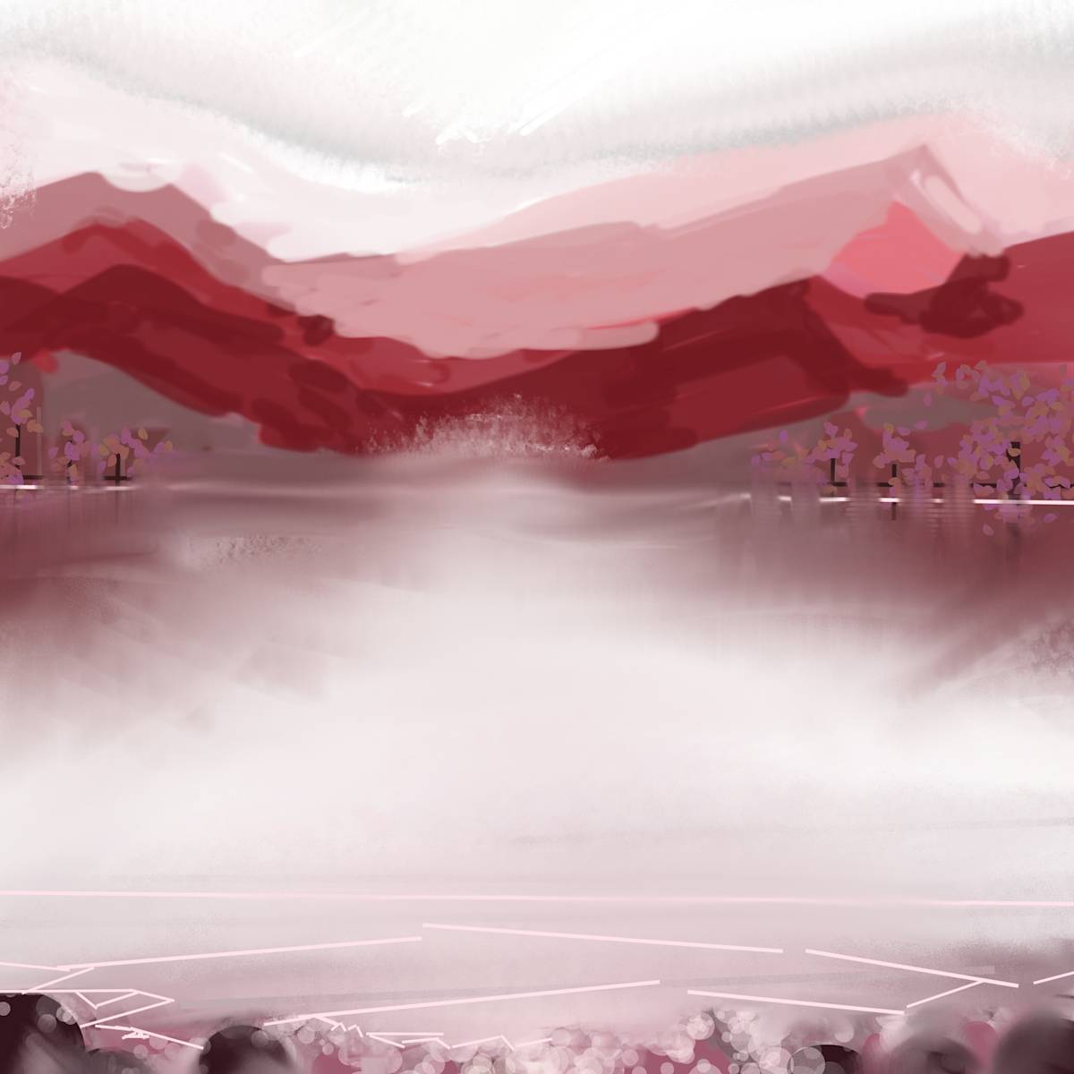 Ruby Tuesday  hills by Yvonne Cavens  Image: A study of colours, Digital art in shades of red