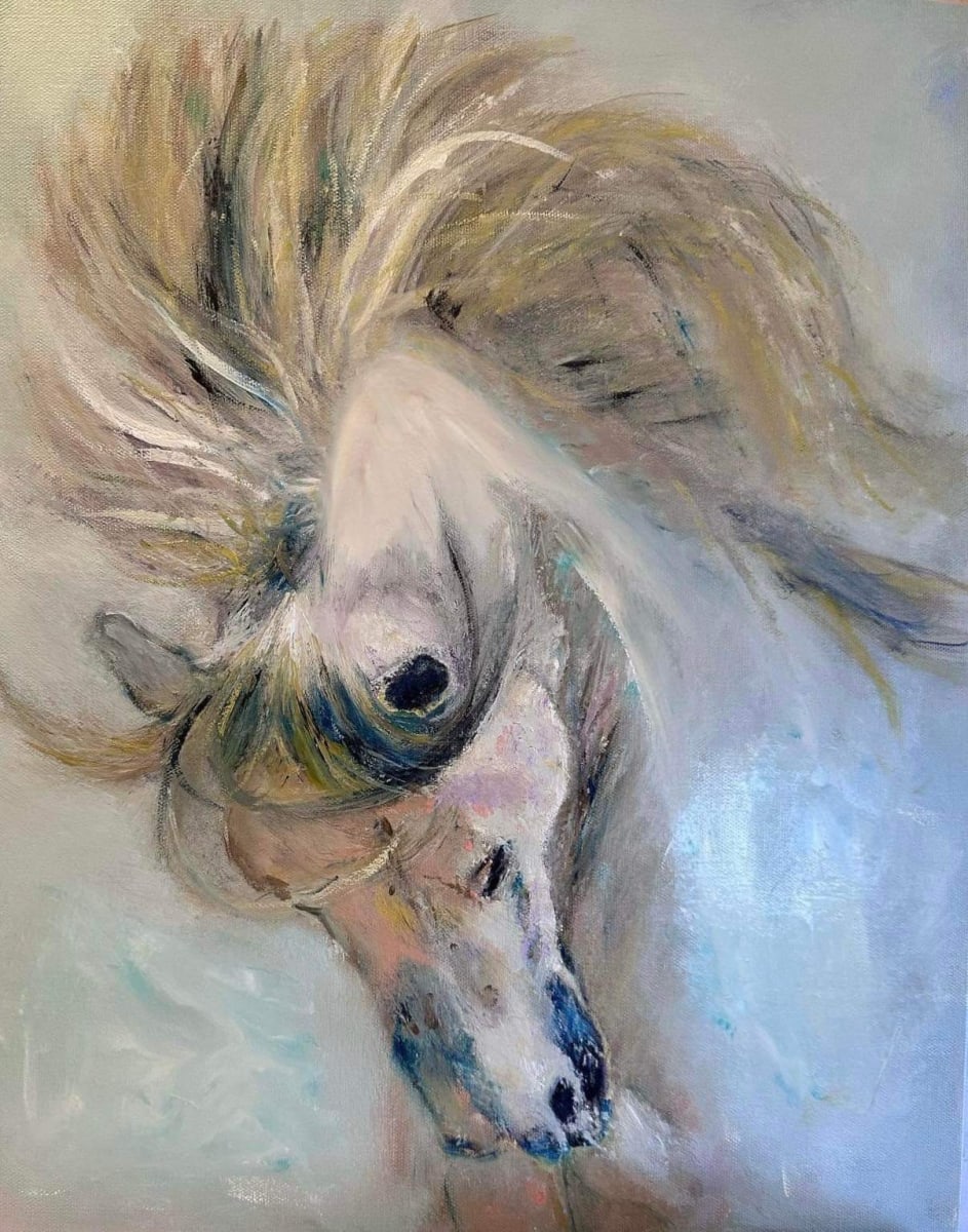 ‘Cheval Blanc’ : Expressed permission to paint from World Renown Photographer, Christiane  Slawik by Catherine Grace  Image: Painted with expressed permission from Renown Photographer, Christiane Slawik . 