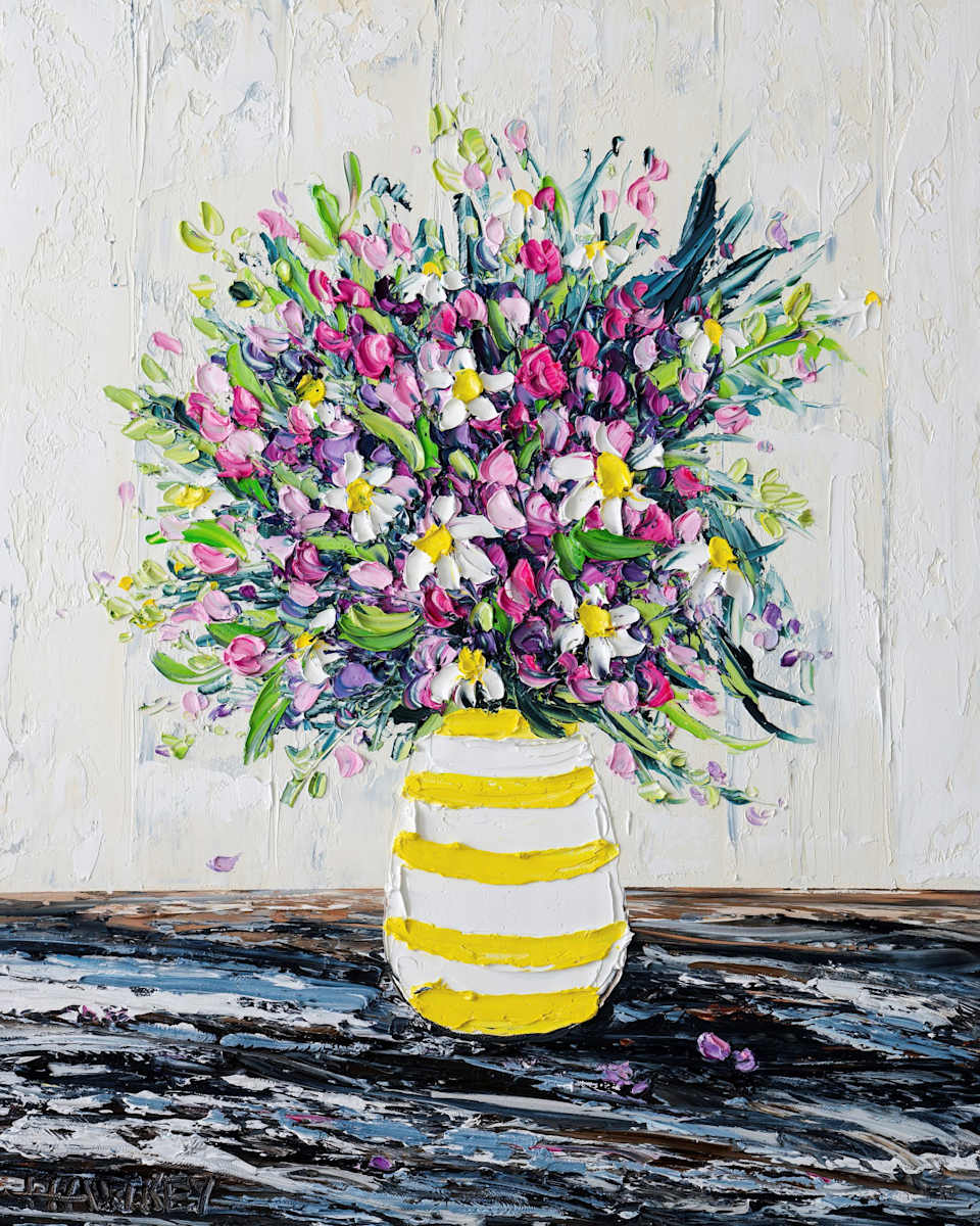 Girl In The Country Yellow Stripes by angela Hawkey 