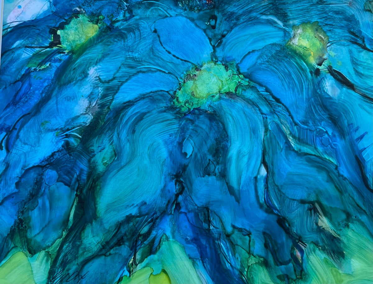 Summer Blues #2 by Gay P Cox  Image: Honorable mention BLUE juried show Grey Cube Gallery, August 2025