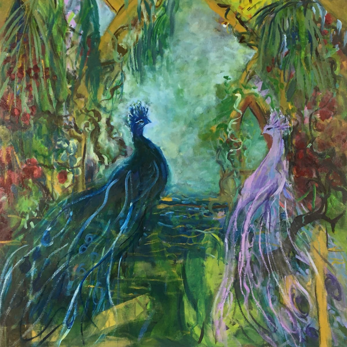 Hidden Peacock Garden by Gay P Cox 