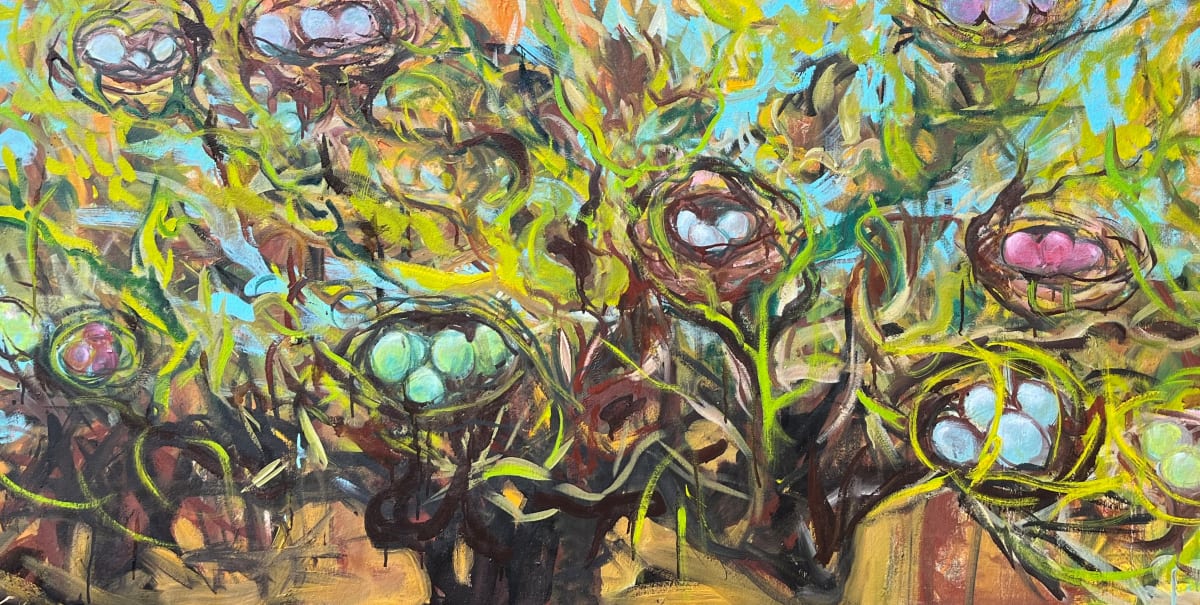 Tree of Life: Spring Among the Thorns by Gay P Cox  Image: Exclusive at Red Raven Art Company, Lancaster PA. https://redravenartcompany.com/artist/gay-cox/