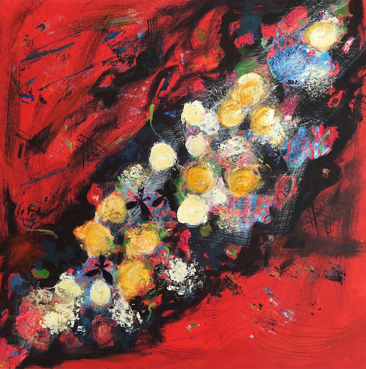 Flowers on Plaid by Lisa Glaze, Image 1.