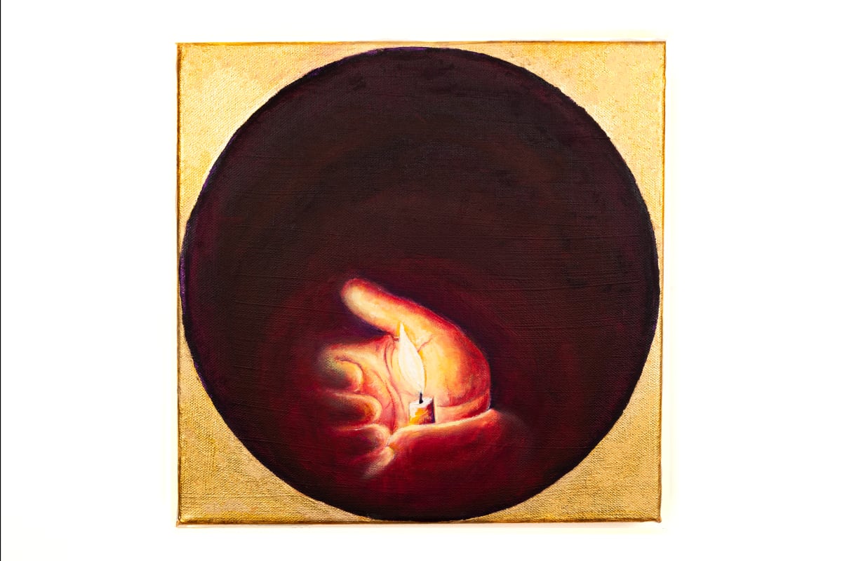 Candlelight #1 by Rhyll Stafford  Image: Oil on canvas with Gold Leaf
