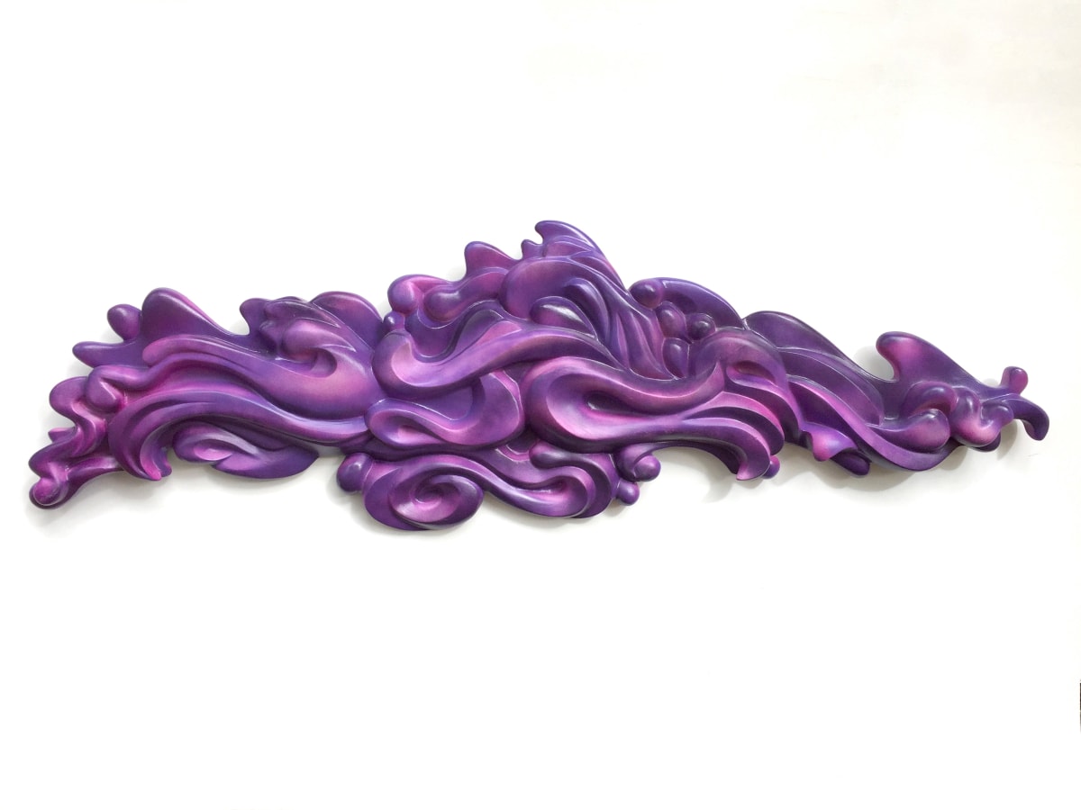 “River Series 04”, (Purple) by Kent Mikalsen  Image: The River Series of relief sculptures are derived from the form of water as it flows over the irregular shape of river and stream beds.