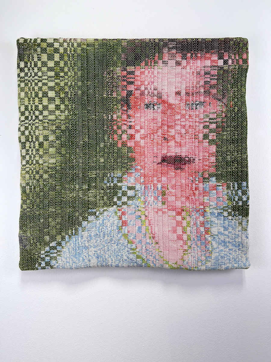 Selfie by Melissa English Campbell  Image: Self portrait.  The optical effects the process creates, where the undulating squares generate motion, also suggest a play with perception. This reflects how I see life’s experiences as constantly shifting, never static. I am creating pieces that invite the viewer to not just observe but to actively engage with the changing nature of reality, much like how I have navigated a nomadic lifestyle and other changes in my personal life.