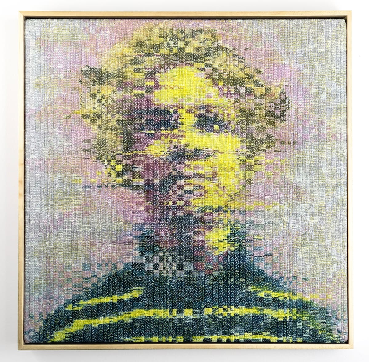 Willow by Melissa English Campbell  Image: Willow, 2020. 20” x 20”. Linen warp and weft. Warp painted with watercolor, and fabric dye. Woven on a Harris table loom
