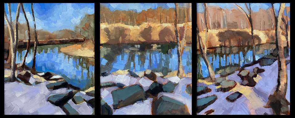 Path To Pen Park - triptych by Lindsay Heider Diamond 