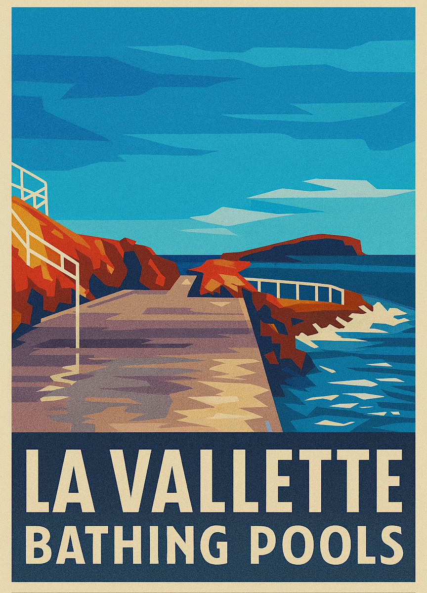 La Vallette Bathing Pools digital illustration by michelle 