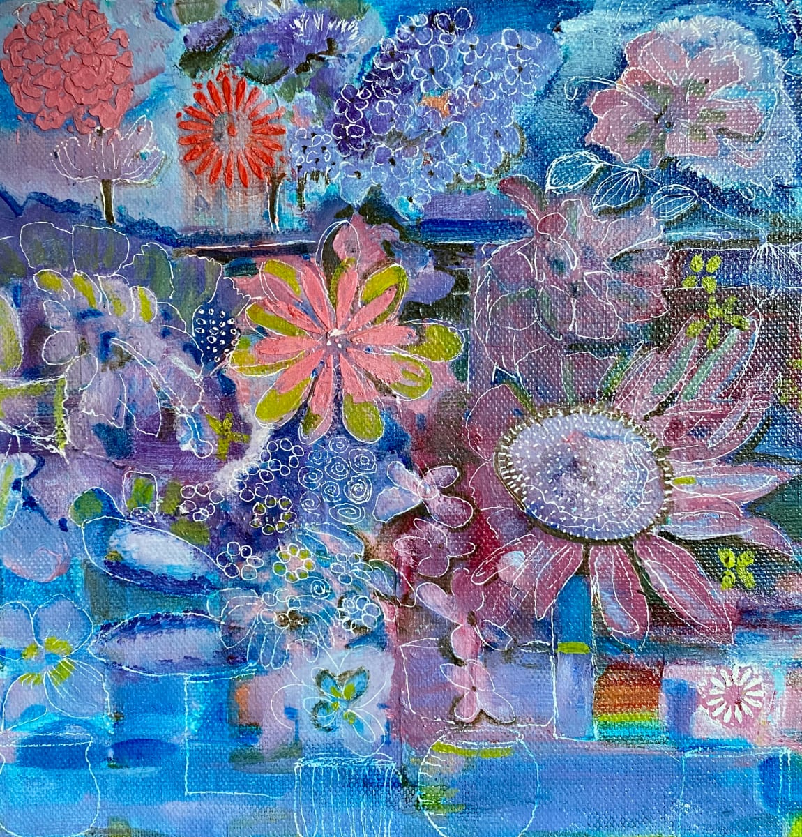 Gratitude at the Lake by Sue Warhaftig  Image: I love flowers by the water.