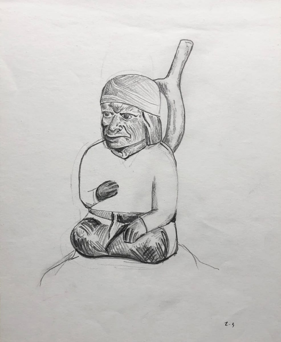 Native American clay pipe figure by CORCORAN 