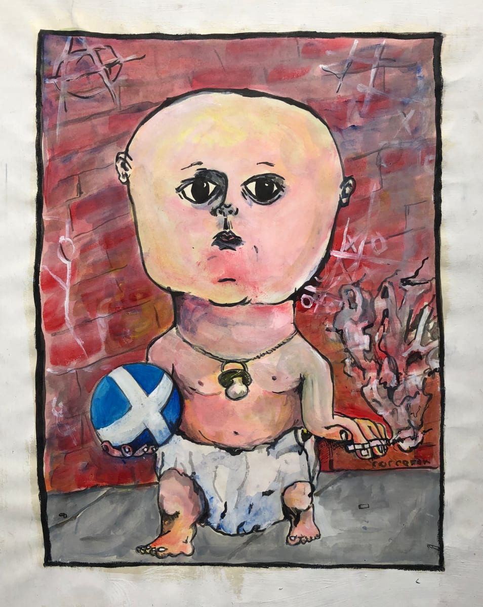 Smoking Baby with Ball by CORCORAN 