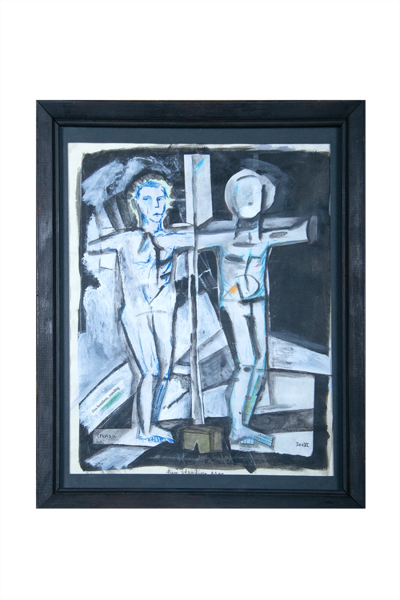 Dos hombres, standing by CORCORAN  Image: The ink and titles were added to finish this piece in 2006.