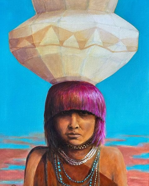 Girl with a Jar by Sara Nygård-Hätönen  Image: Based on Edward Curtis' historical photogravure of a Pueblo girl