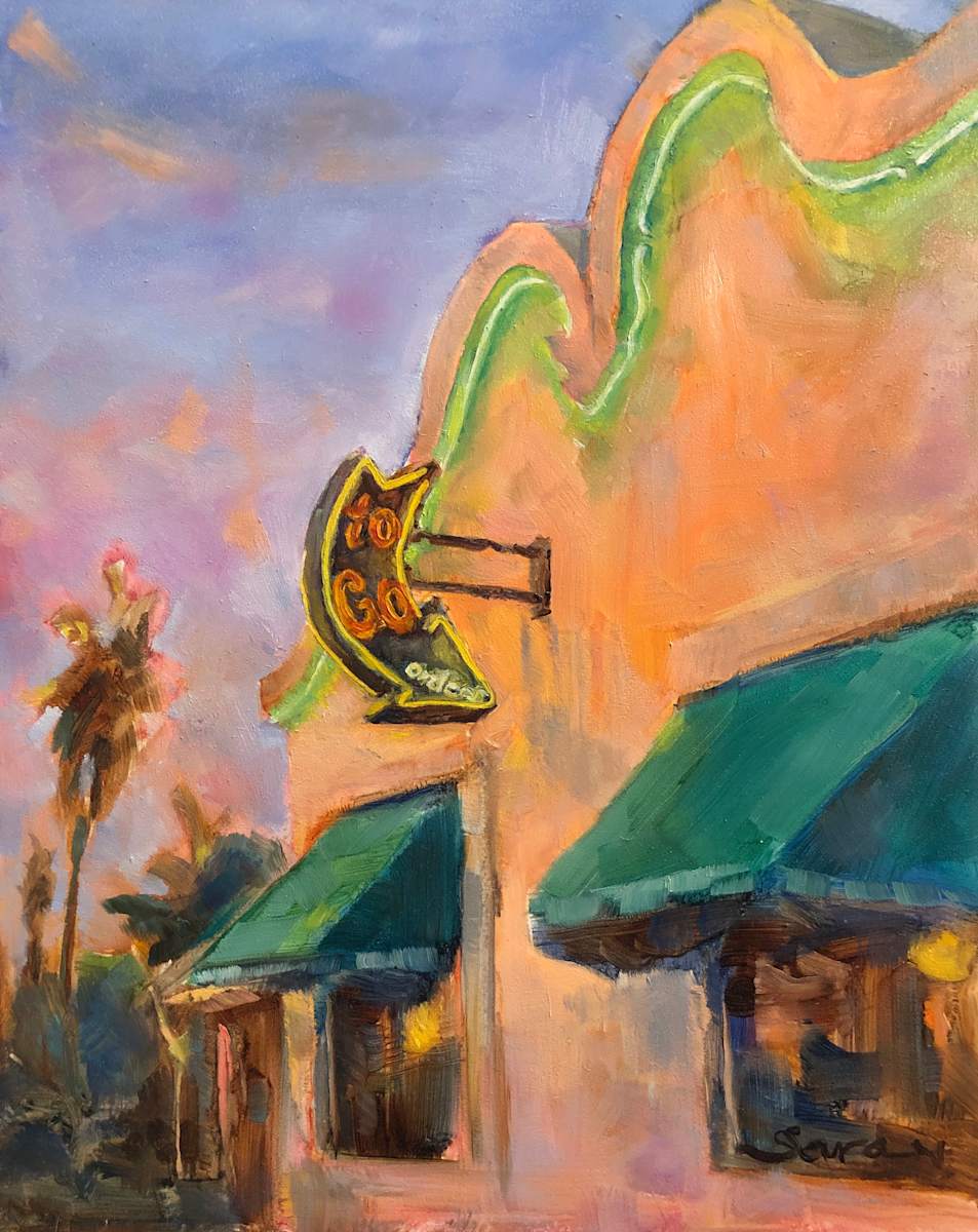 Cantina by Sara Nygard Haetonen  Image: Cantina, League City, Texas. 2023. Oil on panel 8x10 in. Unframed