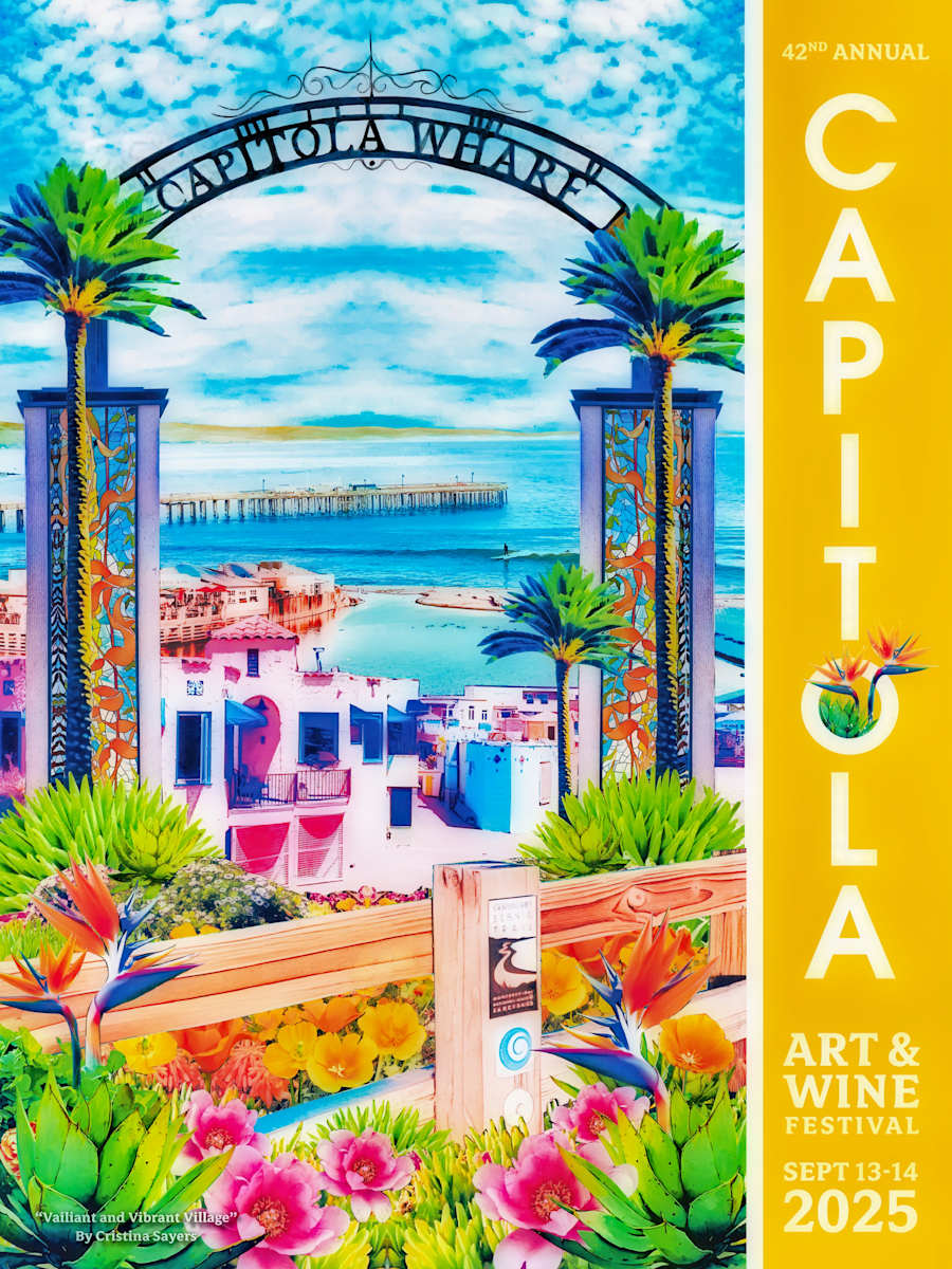 Capitola Art & Wine Poster by Cristina Sayers  Image: Official 2025 Capitola Art & Wine Poster 
Price is for unframed poster. Frame sold separately.