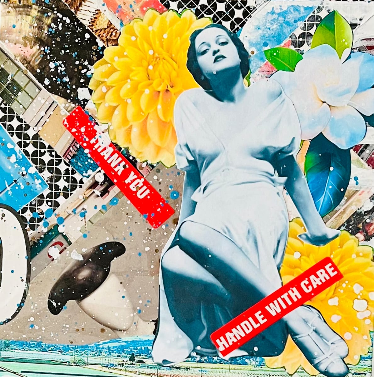 Untitled by Cristina Sayers  Image: 
Original Collage, images from recycled magazine material, found reimagined images, analog collage artwork by on boxed wood canvas matted Unframed, 2024.
8x8
Artist Cristina Sayers
Take Away Art 2 Go Exhibition March 3-June 2, 2024 at Pajaro Valley Art Council