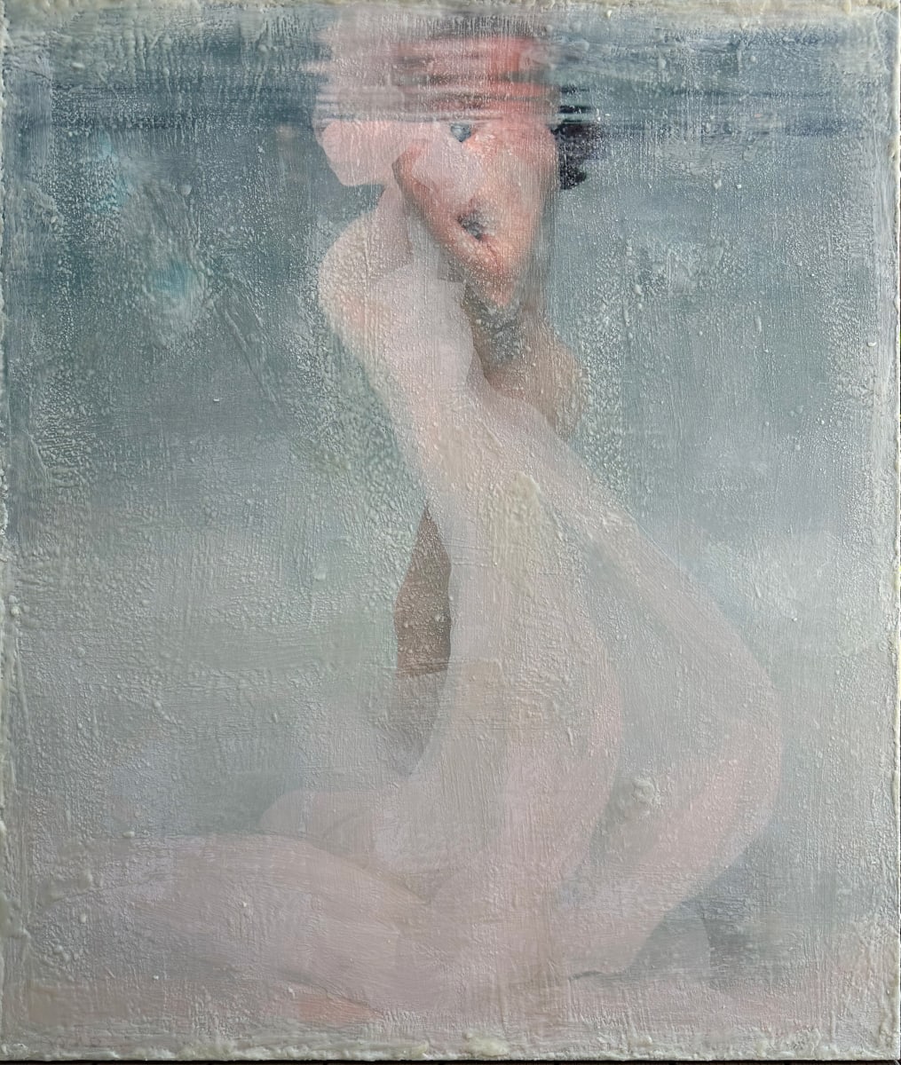 Thetus by Saltwater Fine Art | Susan J Roche, artist  Image: One of the fifty Nereids, daughter of Nereus and Doris—
a goddess of the water, known for her grace and shapeshifting calm.
Here she emerges in pale currents,
her myth breathing softly through the shimmer of the sea.