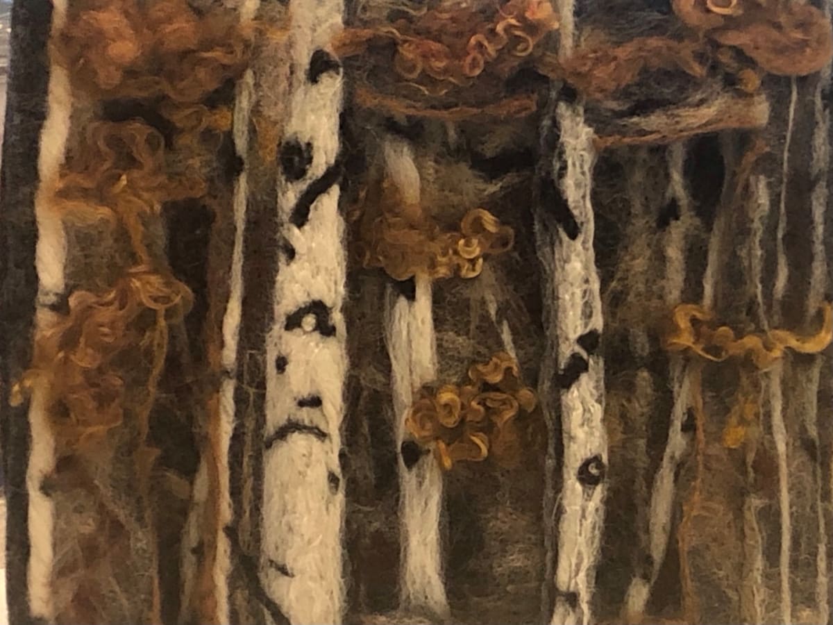Fall Forest in Felt by Jean Cooper  Image: This is a dry felted piece inspired by an aspen forest.
