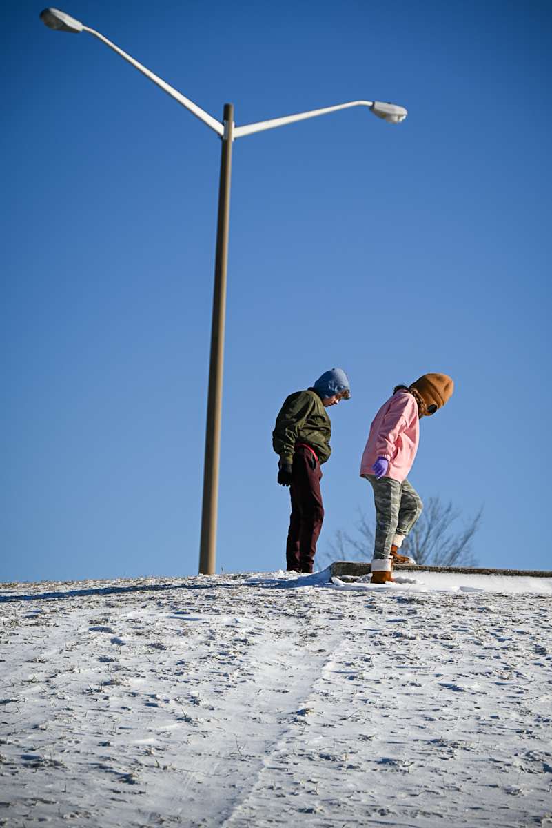 Stamping snow together by Kate Brogdon 