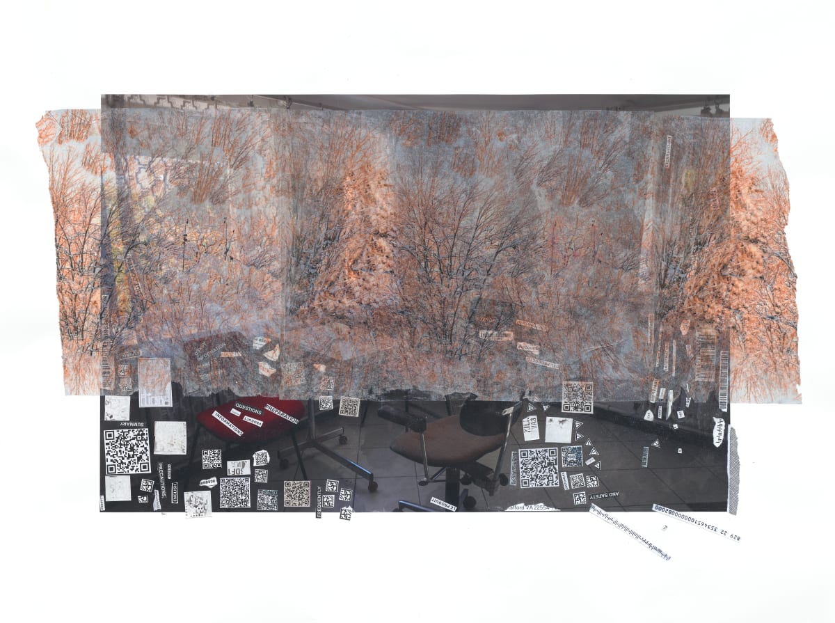 My father's workspace with forest by Kate Brogdon 