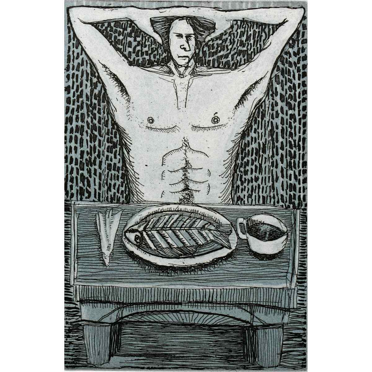 Oaxaca Suite (blue): Dinner (framed) 9/10 by Charles H. Stinson 