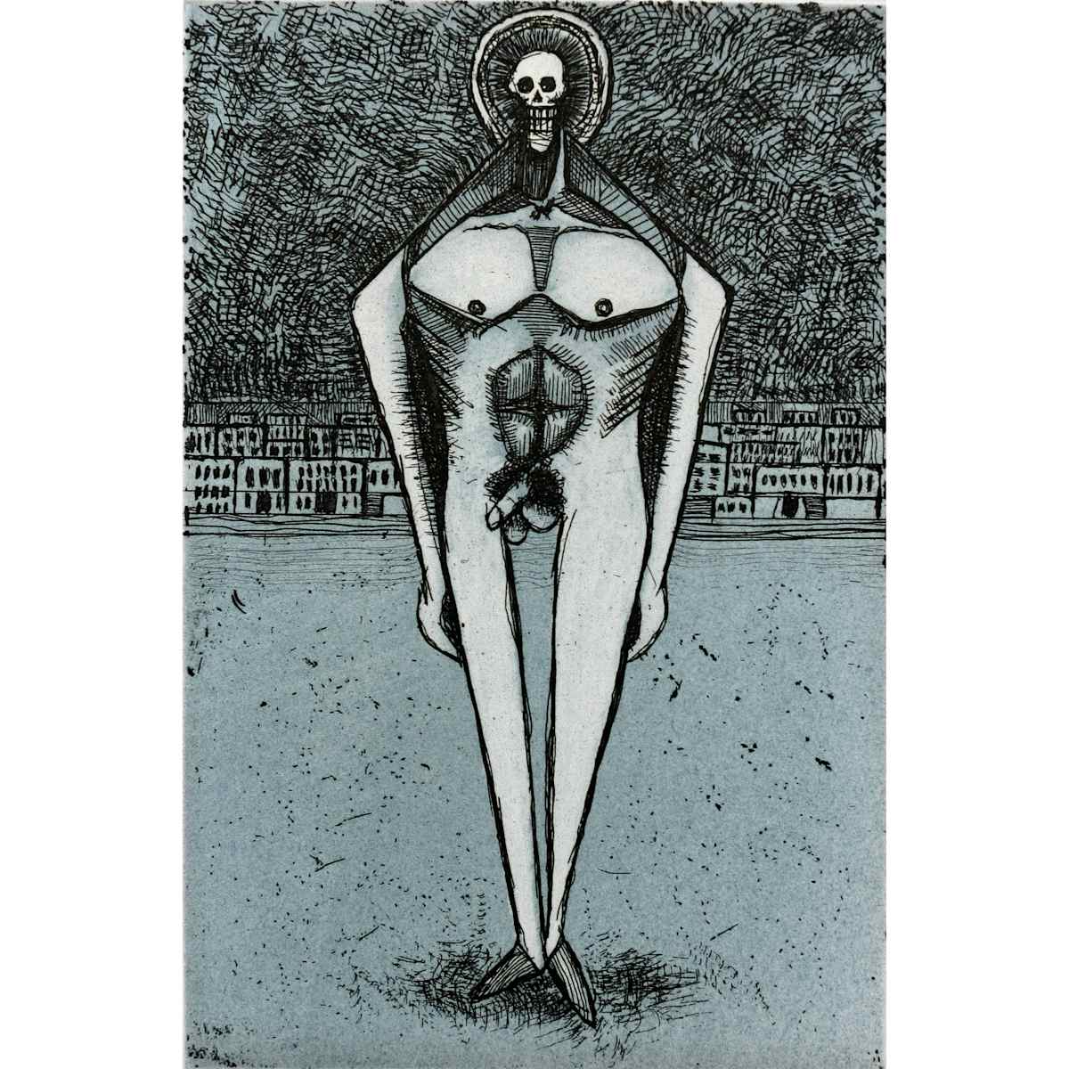 Oaxaca Suite (blue): Man (framed) 9/10 by Charles H. Stinson 