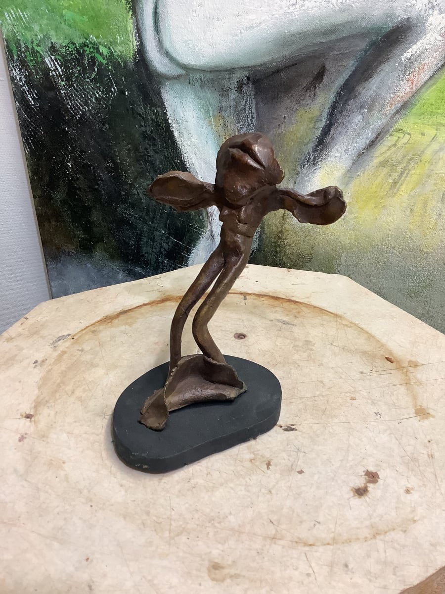 untitled (0009) by Mary Frank  Image: bronze attached to wood base. 1 of 2 in studio 