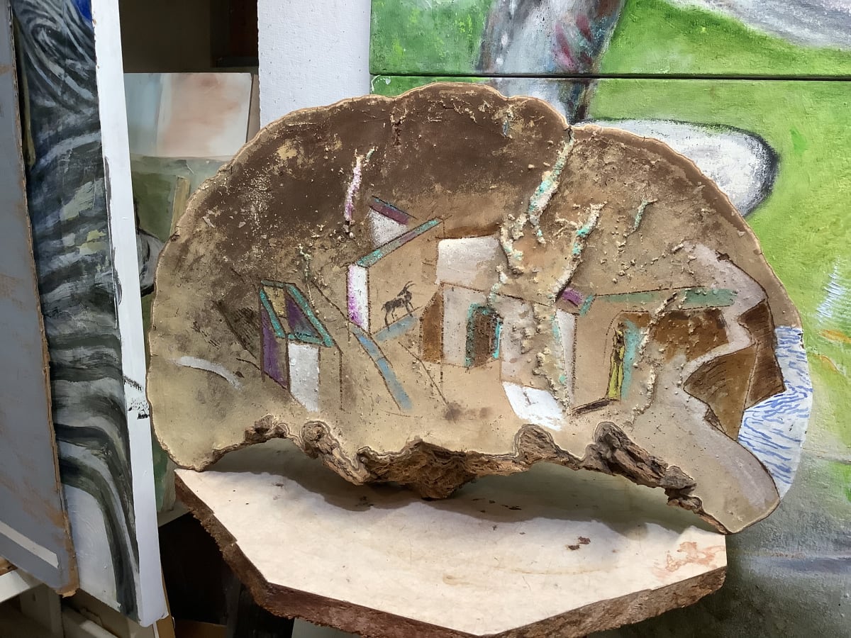 Painted Mushroom Relief (0139) by Mary Frank 