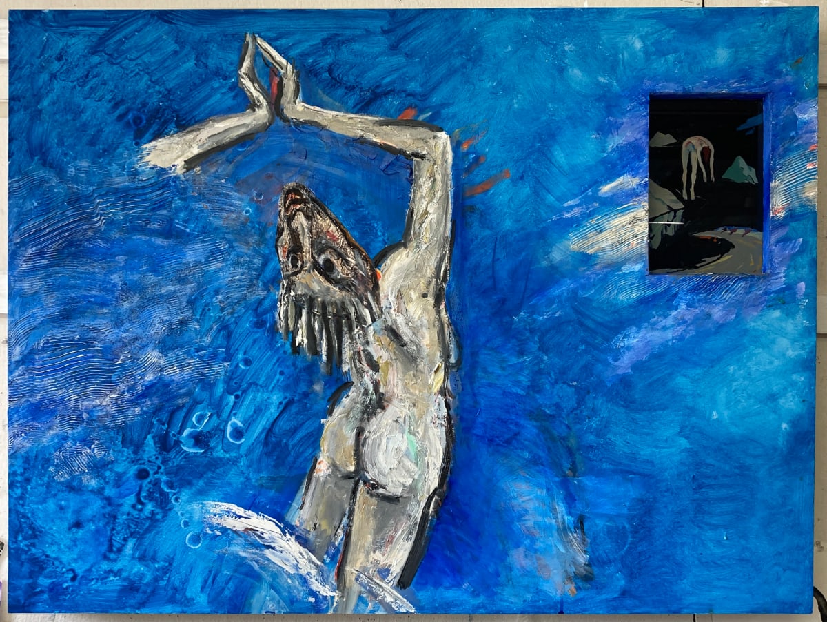 Painting on board with Glass inlay (0194) by Mary Frank 