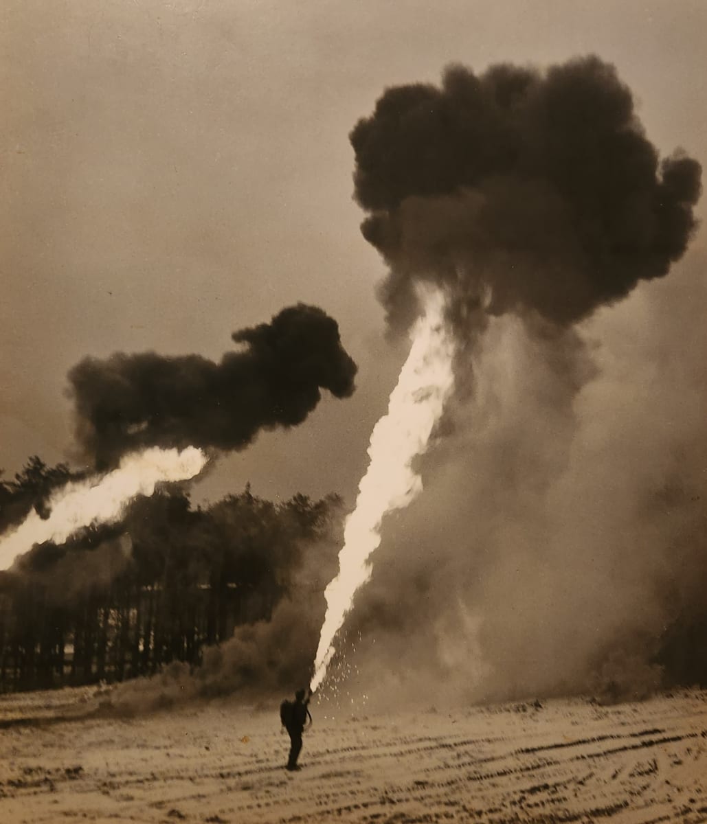 Flamethrower demonstration, undated. 