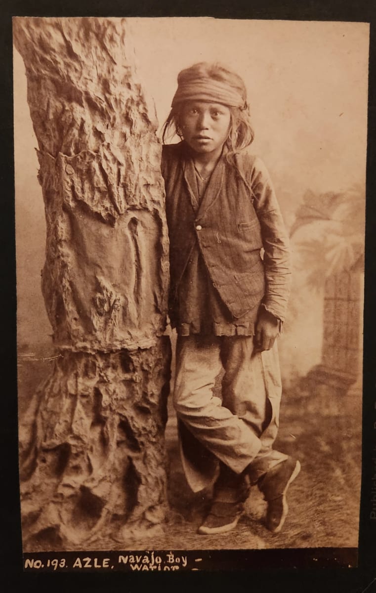 "Navajo Boy, Warior" by DB Chase  Image: "Pictures of Indian Villages, Chiefs and Squaws, etc. Pictures of Burros loaded with Wood, Fruit, etc."  Sante Fe, NM.