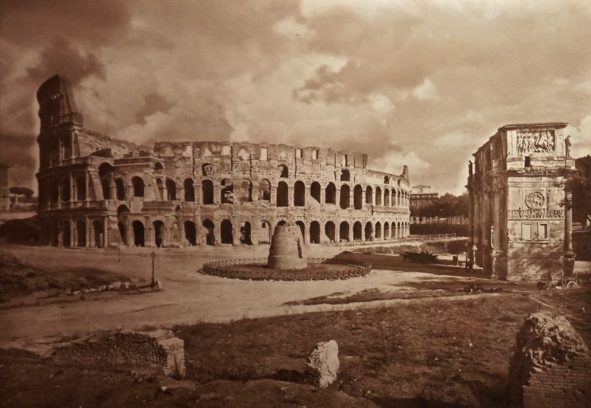 Colisseum, Rome  Image: Large albumen print: Note the artifact along the left edge of using separate negative for the sky.