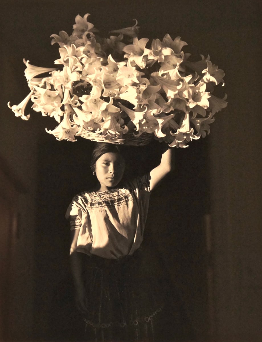 Young woman with cala lilies, Mexico by Flor Garduno 