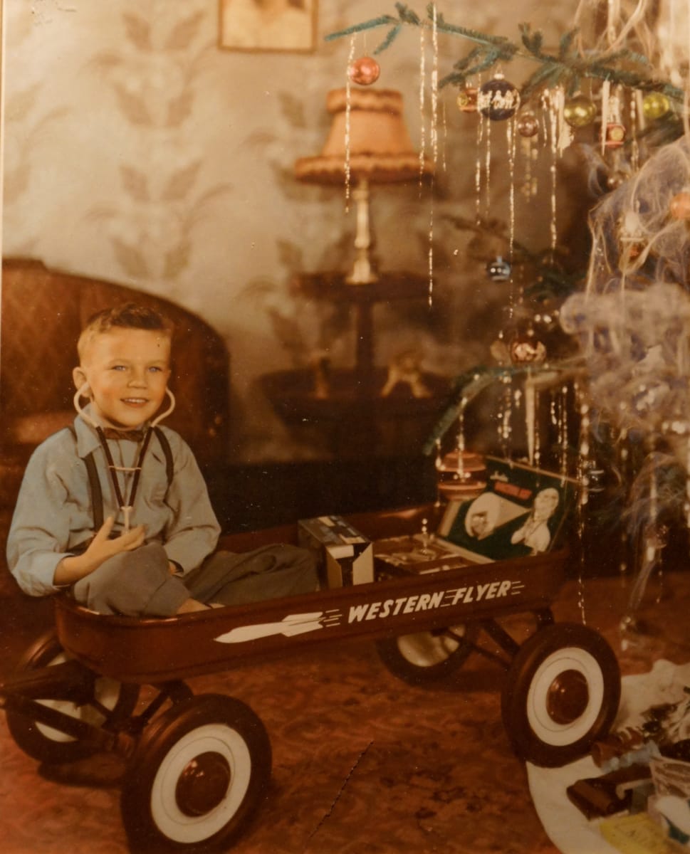 Future Doctor with Wagon at Christmas 