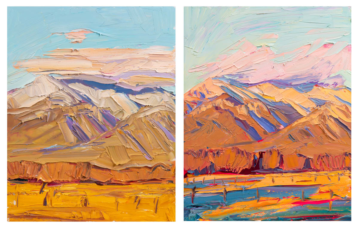 10,000 Mountains, Winter (Diptych) by Jivan Lee  Image: Diptych 14x11" x's 2= 28 x22" total