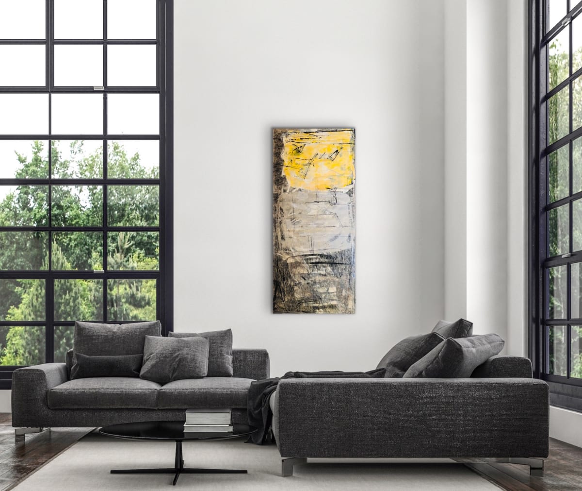 Yellow Square 31 x 68 by Sandra E Chu 