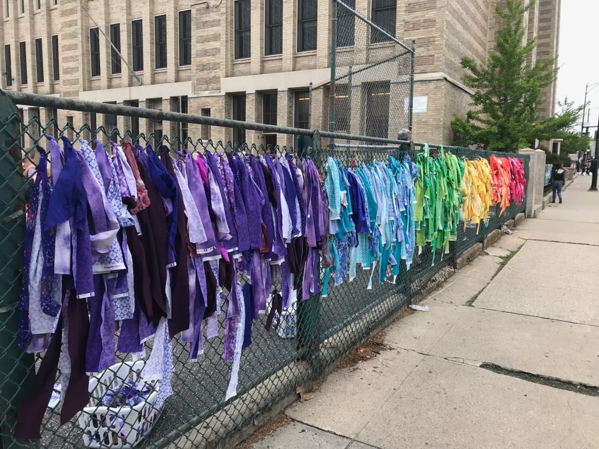 Flag Fence Progressive Community Art Project | Chicago Waldorf School by Dana Major 