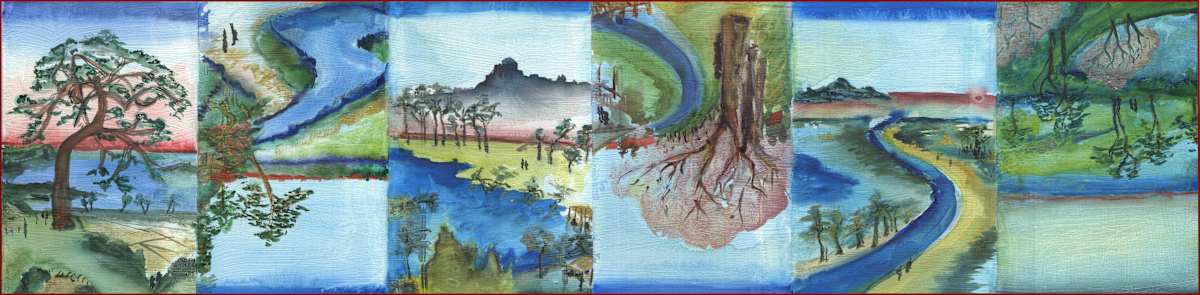 Hiroshige Blue by Ellen Frank  Image: Inspired by Hiroshige ONE HUNDRED FAMOUS VIEWS OF EDO