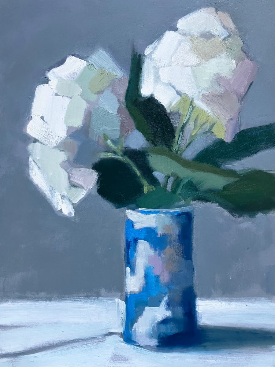 Hydrangeas in Blue & White by Lesley Powell 