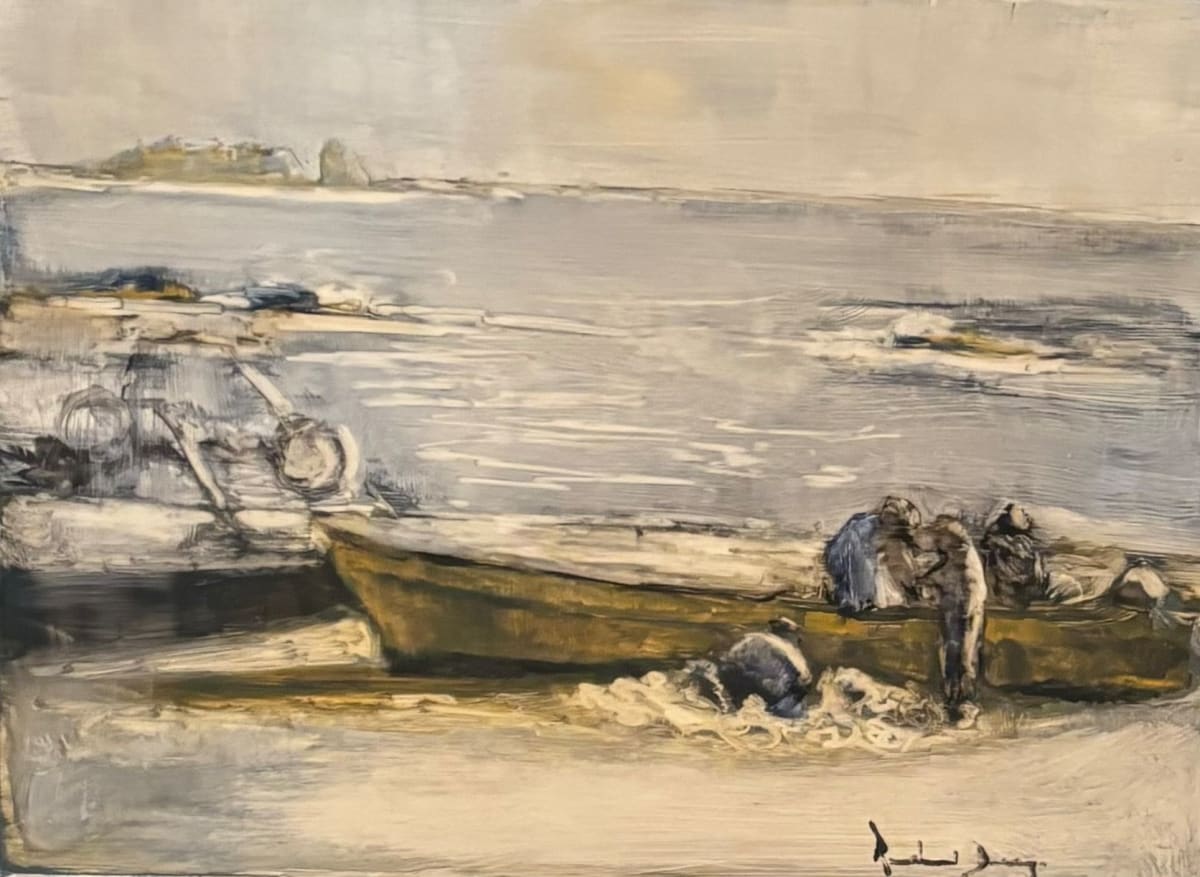 After the Catch by Richard W Diego  Image: After the Catch:  Fishermen returning home after the catch in Matanzas, Chile.  Awarded 1st prize February Art Show of the Pinellas Park Art Society. 