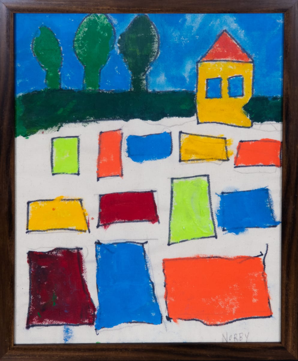 Untitled by Norbert Sipos  Image: "Within the Tapestry of Memory: Exploring 'My House' in Naive Art, where painting and raw materials intertwine to unveil the essence of home and belonging."