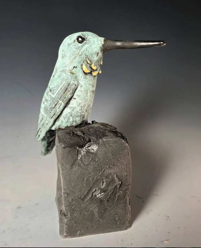 Perched Hummingbird (Verdigris) #1 by Bob Acton, Image 1.