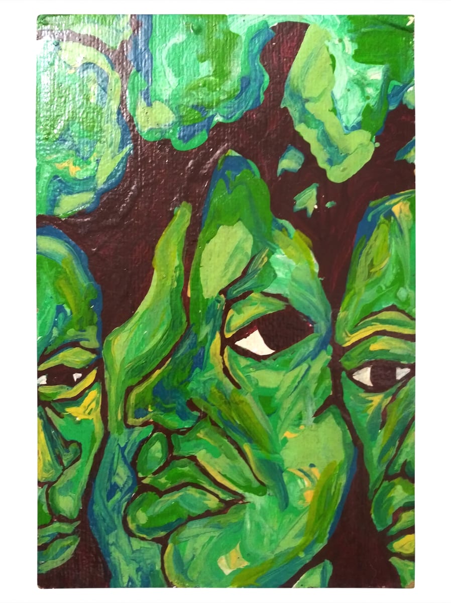Afrifaces: People in My Neighborhood Series—We Three See You by Dana C. Chandler, Jr. (Akin Duro)  Image: See the description of the work below and the description of the series in the Collection, "Afrifaces: People in My Neighborhood."