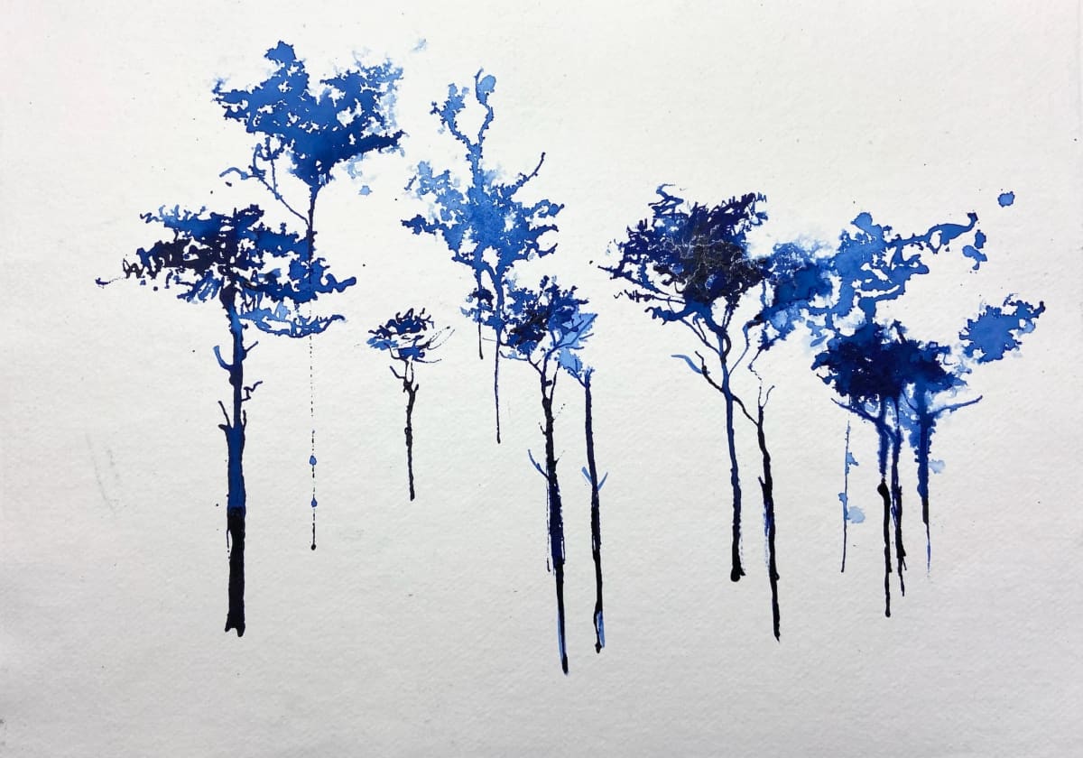 Blue Ink Raintrees April by Lisa Fenton O'Brien 