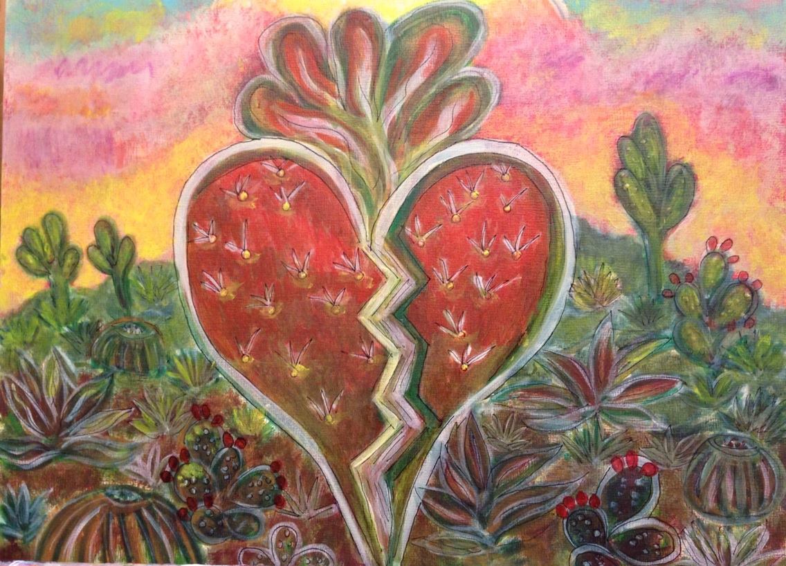 Desert Heart by Martha Rodriguez   Image: "Desert Heart" A contribution to Corozones de Esperanza/San Francisco, organized by the wonderful Bird Levy and premiering at Puerto Alegre in San Francisco 1/2015. This is a benefit exhibit for the Border Kids Project a group of concerned individuals and organizations teaming up to build awareness and support for those providing child immigrant/refugee relief efforts in TX, CA and other locations
— with Martha A. Rodriguez and Amparo Vigil.