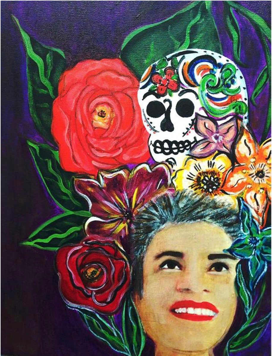 Life and Death / La Vida e La Muerte by Martha Rodriguez   Image: self portrait, flowers, dia de los muertos, skeleton, Martha A. Rodriguez, skull