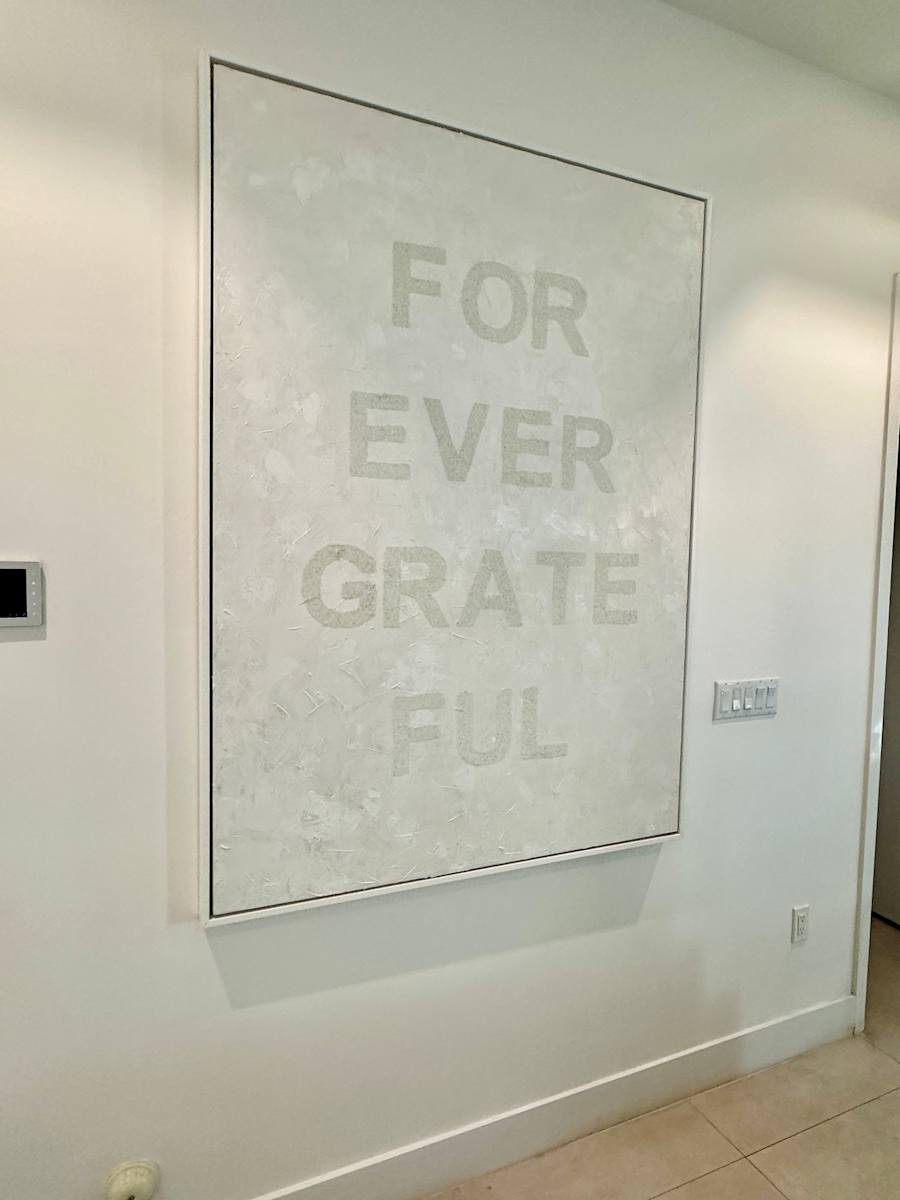Forever Grateful (white on white) - Installed Coconut Grove by Peter Studl 